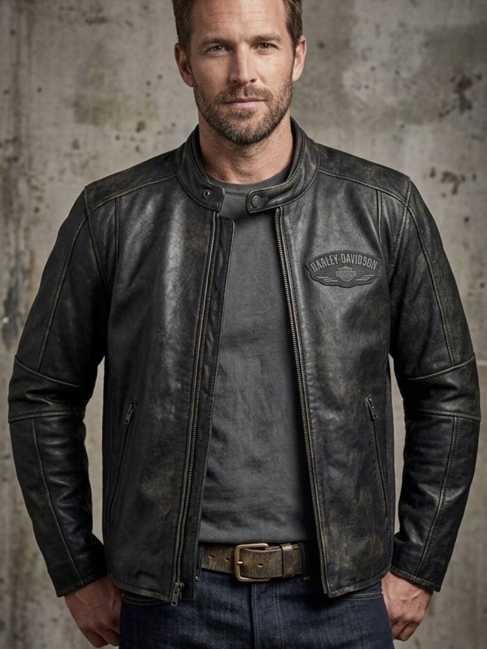 Men's Harley Davidson Black Leather Jacket (2005)